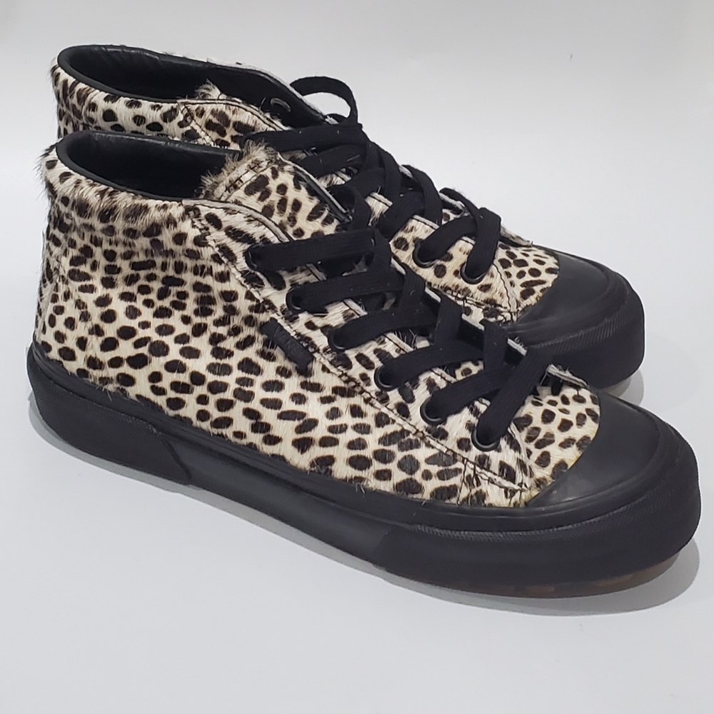 Vans Fur 7M "Pony Hair" Leather Black & White Fur Sneakers EUC
